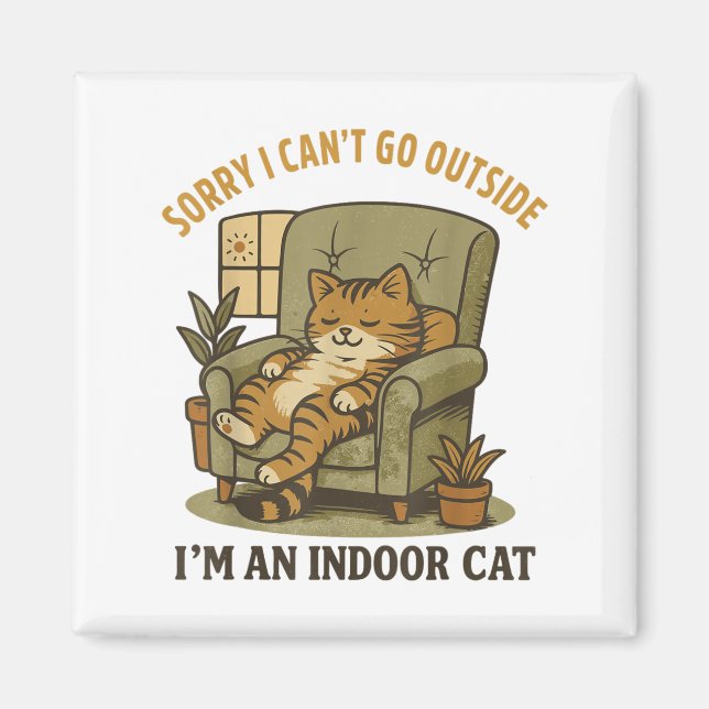 Íman Camisa de Gato Engraçada Desculpe por não poder ir (Frente)