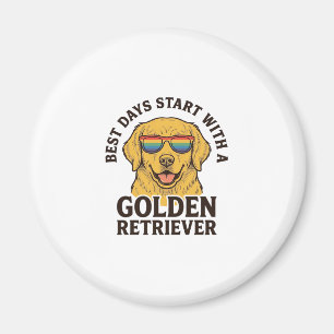 Íman Camisa de Golden Retriever com Cachorro de Óculos 