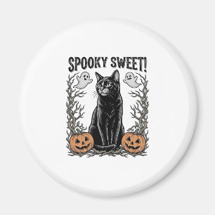 Íman Camisa de Gravura Vintage de Halloween de Gato Pre