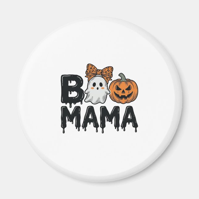 Íman Camisa de Mãe Fantasma de Halloween Abóbora Design (Frente)