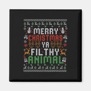 Íman Camisa de Natal Alegre Animal Imundo Ya Xmas Pijam