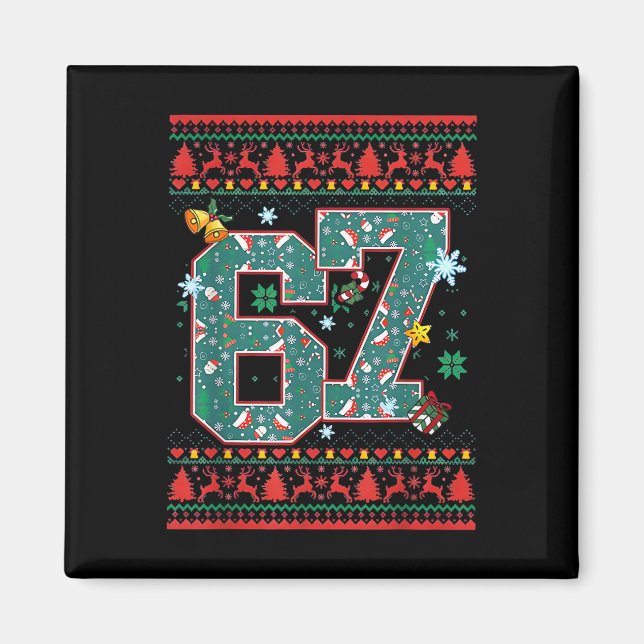 Íman Camisa de Natal Retro 67 Six Seven Meme  (Frente)