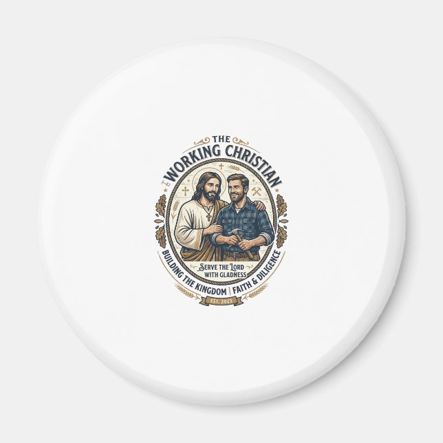 Íman Camisa de Ofícios de Construção de Jesus Gráfico C (Frente)