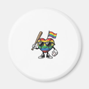 Íman Camisa de Orgulho de Beisebol Coração Arco-íris Vi