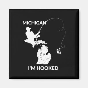 Íman Camisa de pesca Mi Michigan Presente para pescador