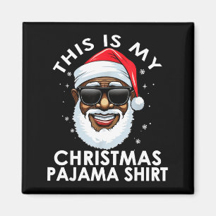 Íman Camisa de pijama de Natal do Papai Noel afro-ameri
