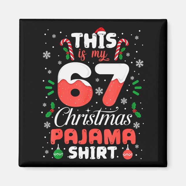 Íman Camisa de pijama de Natal engraçada 67 Br meme Six (Frente)