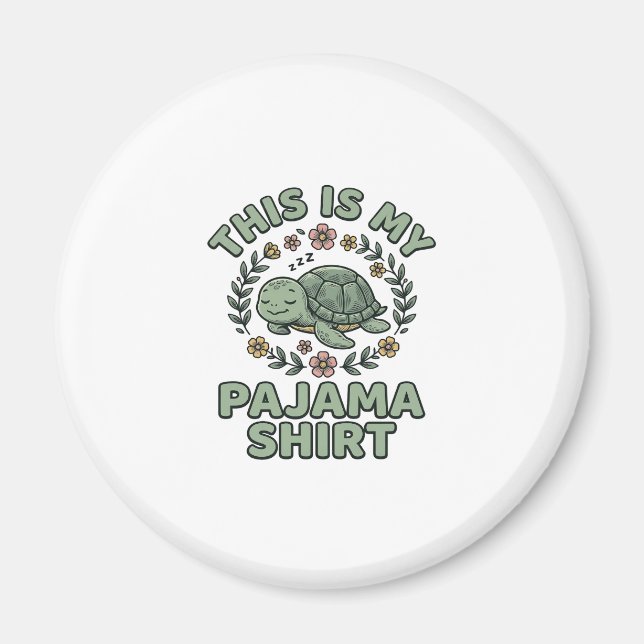 Íman Camisa de pijama de tartaruga dormindo fofa Vetor  (Frente)