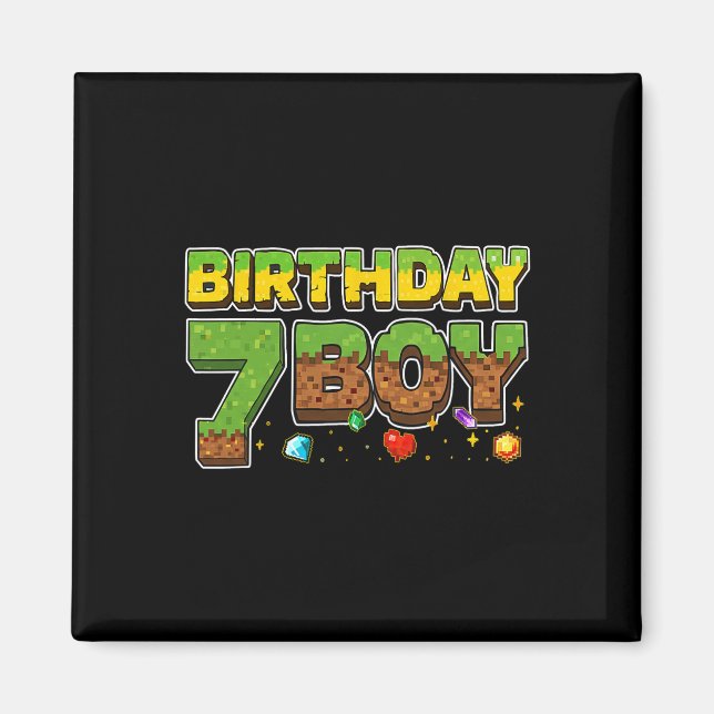 Íman Camisa de Pixel de Aniversário Divertida para Meni (Frente)