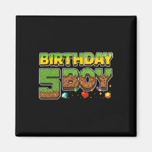 Íman Camisa de Pixel de Aniversário Engraçado Menino 5º