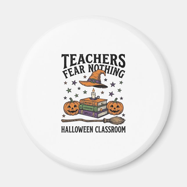 Íman Camisa de professora de Halloween com livros de br (Frente)