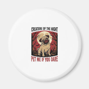 Íman Camisa de Pug de Halloween com Cemitério Assustado