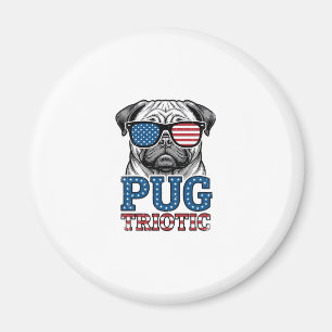 Íman Camisa de Pug Patriótico com Desenho de Gravura Vi