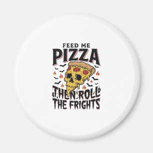 Íman Camisa de Terror de Pizza Gravura Vintage Noite de