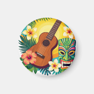 Íman Camisa de Vibrações de Luau Tiki de Ukulele Tropic