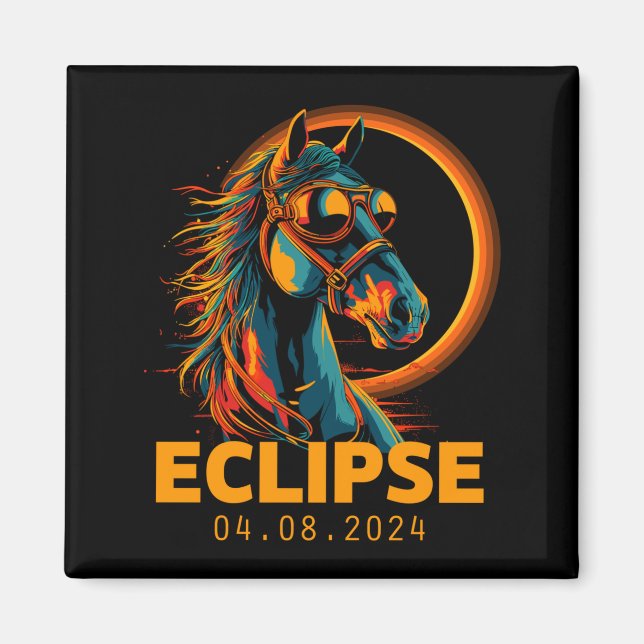 Íman Camisa Divertida Eclipse Solar Cavalo Óculos de Ec (Frente)
