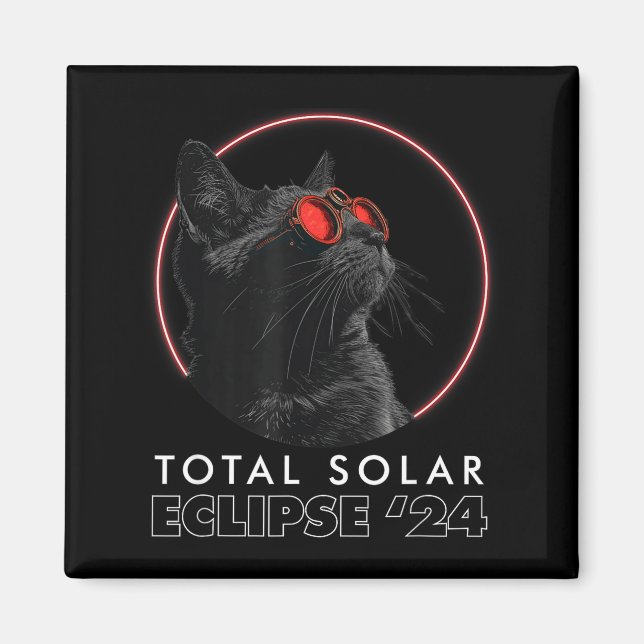 Íman Camisa Divertida Gato Óculos de Eclipse Totalidade (Frente)
