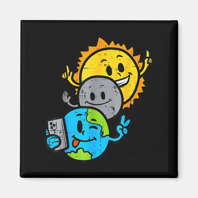 Íman Camisa Divertida Selfie Terra Lua Sol Total (Frente)