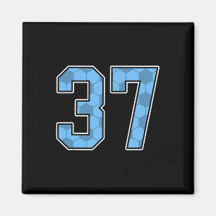 Íman Camisa do Jogador de Futebol Azul Padrão Número 37