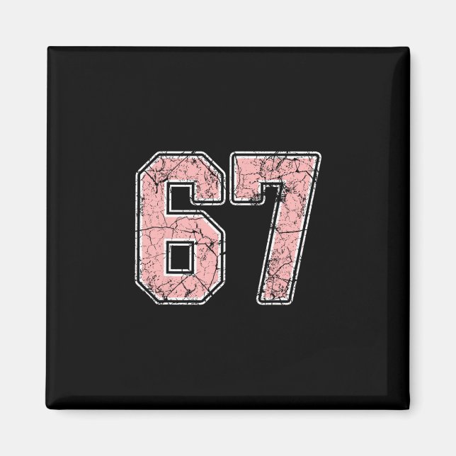 Íman Camisa do Jogador Número 67 Rosa e Branco Uniforme (Frente)
