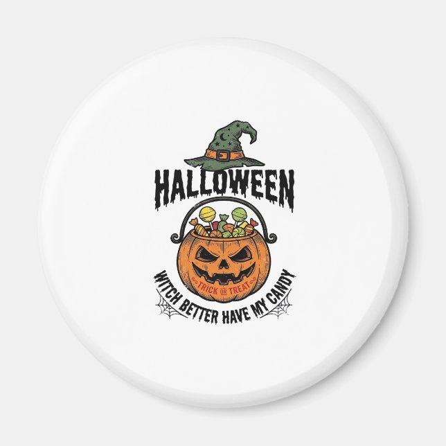 Íman Camisa engraçada de bruxa de Halloween com design  (Frente)