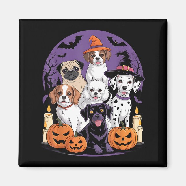 Íman Camisa engraçada de cachorro fantasma de Halloween (Frente)