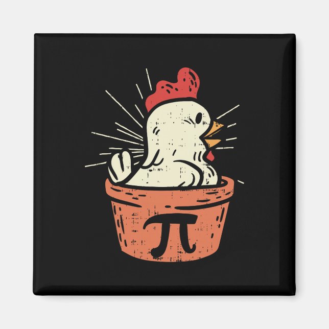 Íman Camisa engraçada de frango Pot Pi Dia Torta Matemá (Frente)