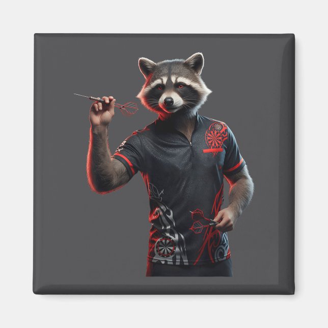 Íman Camisa engraçada de guaxinim para jogar dardos Dar (Frente)
