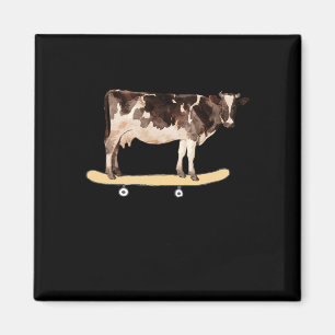 Íman Camisa engraçada de skate de vaca fazendo skate