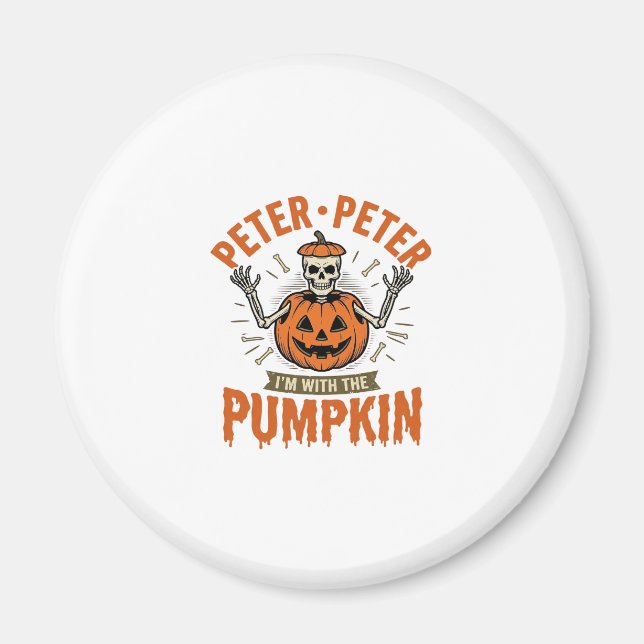 Íman Camisa engraçada do esqueleto de Halloween Peter P (Frente)