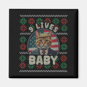 Íman Camisa engraçada feia de Natal Trump Gato Nove Vid