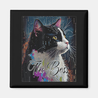 Íman Camisa engraçada para amantes de gato Tuxedo chefe