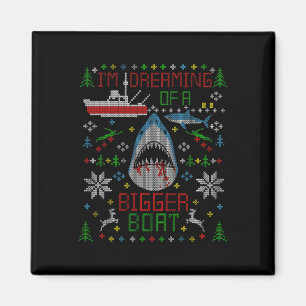 Íman Camisa Feia de Natal de Pesca de Tubarão Branco Gr