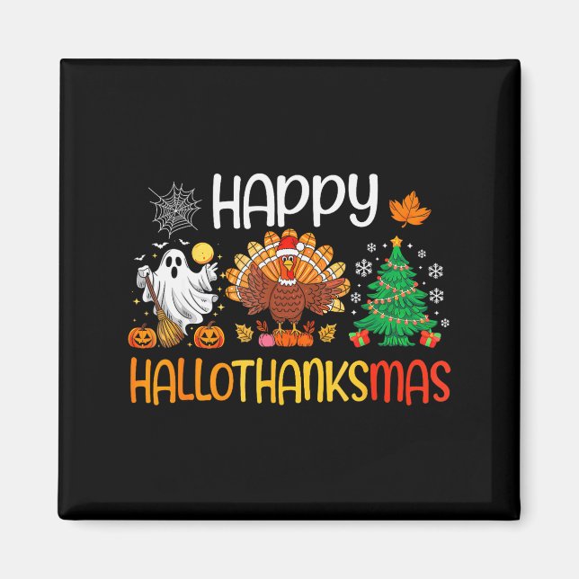 Íman Camisa Hallothanksmas divertida de Halloween e Dia (Frente)