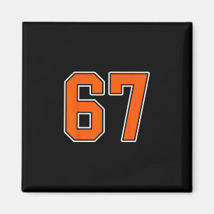 Íman Camisa Laranja Branca Número 67 Uniforme do Jogado