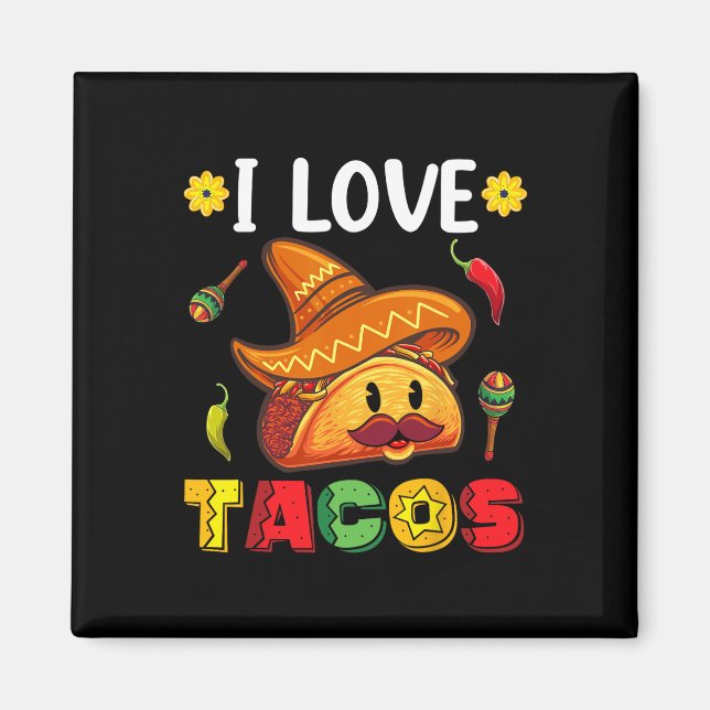 Íman Camisa Mexicana Cinco De Maio Eu Amo Tacos  (Frente)