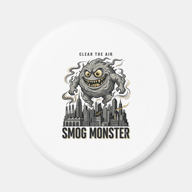 Íman Camisa Monstro Smog Gravura Vintage Aviso Ecológic (Frente)