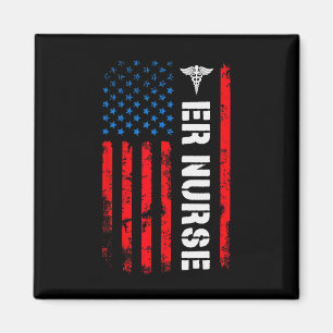 Íman Camisa Patriótica de Enfermeira de ER Bandeira Ame