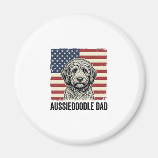 Íman Camisa Patriótica do Papai Aussiedoodle Vintage De