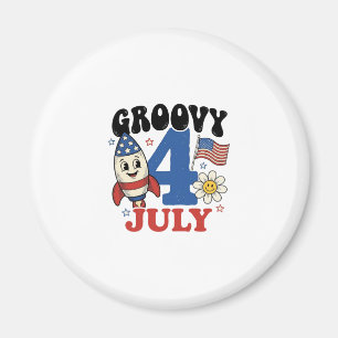 Íman Camisa Patriótica Foguete Groovy 4 de Julho Design