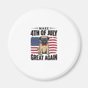 Íman Camisa Patriótica Vintage de Pug de 4 de Julho Des