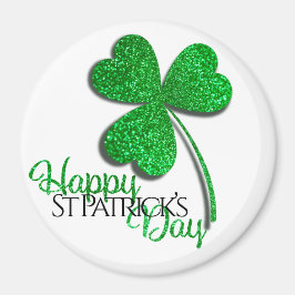 Íman Camisa Verde Glitter Shamrock Feliz Dia de São Pat