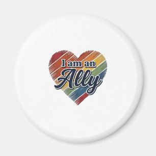 Íman Camisa Vetorial Coração Aliado Arco-íris Design_1