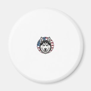 Íman Camisa Vetorial de Cachorro Patriótico Husky Vinta