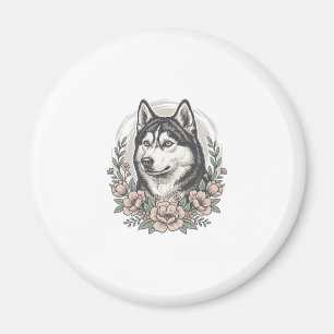 Íman Camisa Vintage Husky Floral Portrait Design_1
