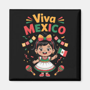 Íman Camisa Viva México Garota Mexicana Bandeira Mexica