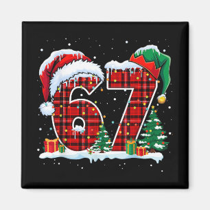 Íman Camisa Xadrez Vermelha de Natal Funny Six Seven 6 