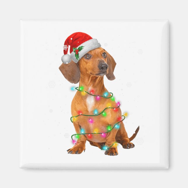 Íman Camisas de Natal de árvore de cães Dachshund Prese (Frente)