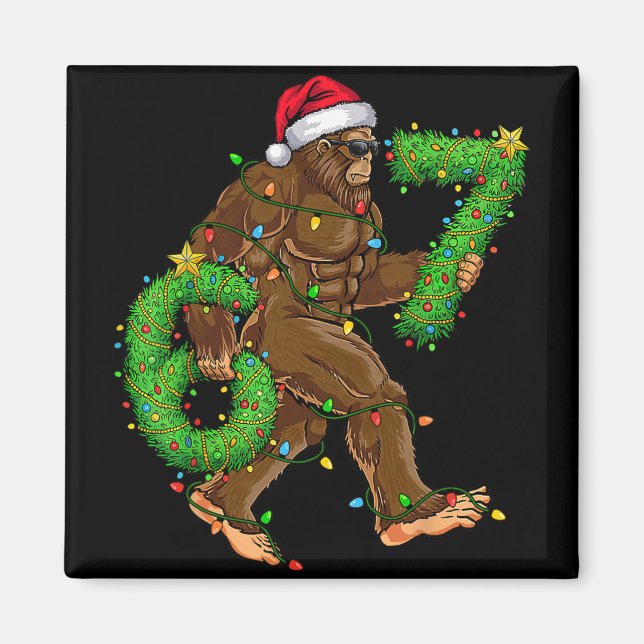 Íman Camisas engraçadas de Natal do Bigfoot Seis Sete 6 (Frente)
