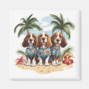 Íman Camisas havaianas de cães Basset Hound